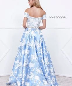 Prom Long Off The Shoulder Floral Print Dress By Nox Anabel 8301 9 Prom Long Off The Shoulder Floral Print Dress By Nox Anabel 8301