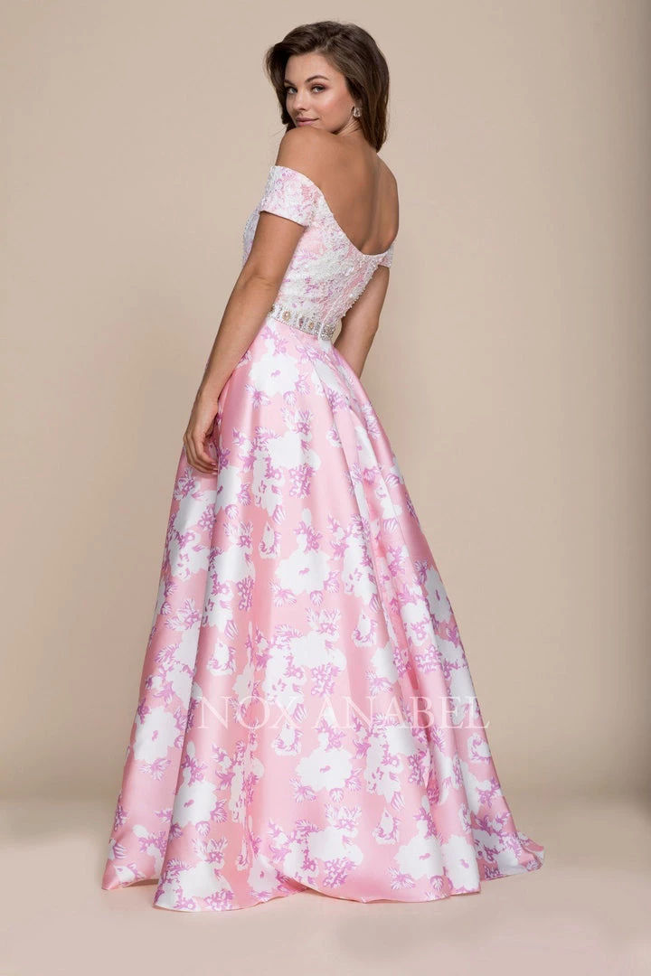 Prom Long Off The Shoulder Floral Print Dress By Nox Anabel 8301 4 Prom Long Off The Shoulder Floral Print Dress By Nox Anabel 8301