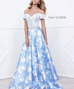 Prom Long Off The Shoulder Floral Print Dress By Nox Anabel 8301 8 Prom Long Off The Shoulder Floral Print Dress By Nox Anabel 8301