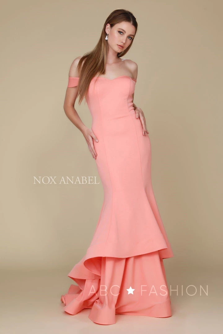 Long Off The Shoulder Mermaid Dress By Nox Anabel C028 3 Long Off The Shoulder Mermaid Dress By Nox Anabel C028