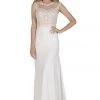 Long Off White Dress With Illusion Lace Applique By Poly USA
