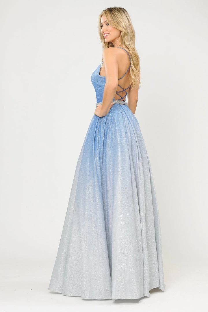 Long Ombre Glitter Dress With Corset Back By Poly USA 8708 5 Long Ombre Glitter Dress With Corset Back By Poly USA 8708