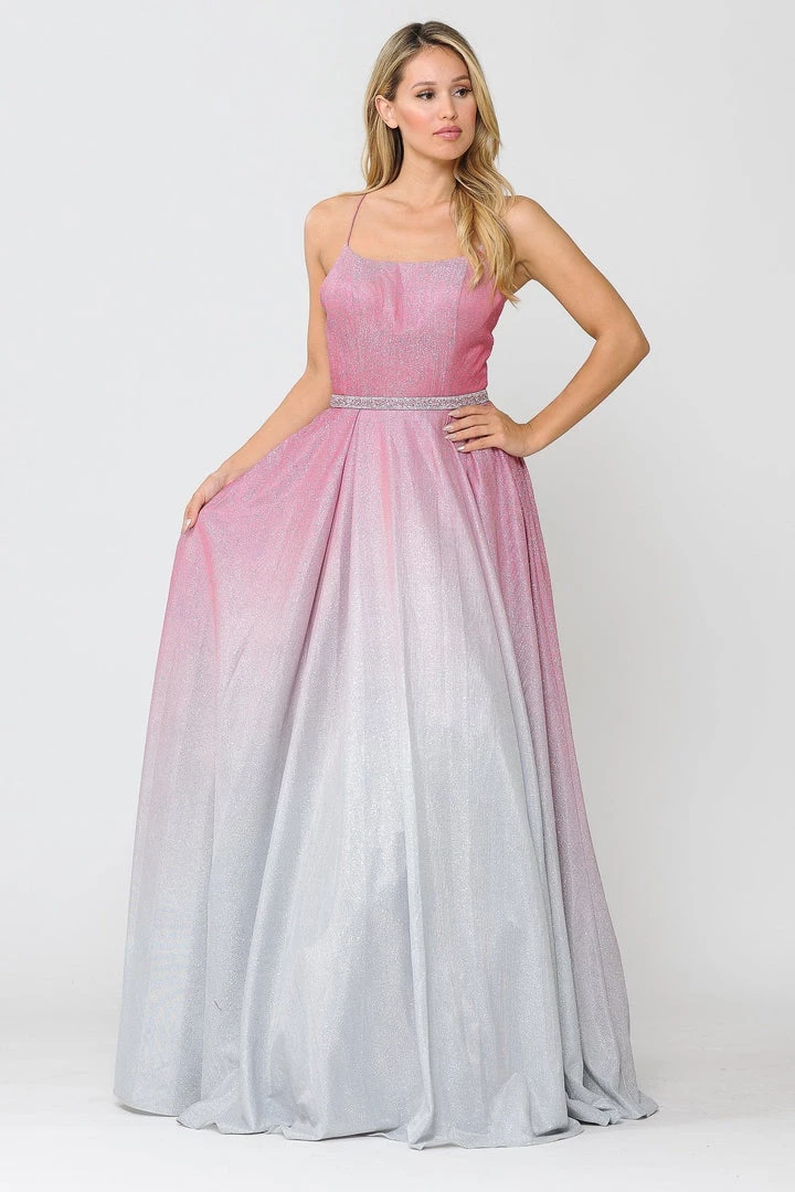 Long Ombre Glitter Dress With Corset Back By Poly USA 8708 14 Long Ombre Glitter Dress With Corset Back By Poly USA 8708