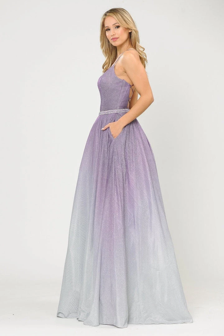 Long Ombre Glitter Dress With Corset Back By Poly USA 8708 9 Long Ombre Glitter Dress With Corset Back By Poly USA 8708