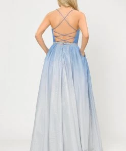 Long Ombre Glitter Dress With Corset Back By Poly USA 8708 16 Long Ombre Glitter Dress With Corset Back By Poly USA 8708