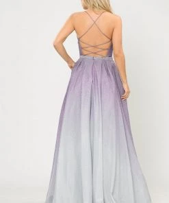 Long Ombre Glitter Dress With Corset Back By Poly USA 8708 20 Long Ombre Glitter Dress With Corset Back By Poly USA 8708