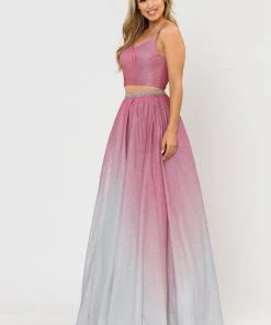 Long Ombre Glitter Two Piece Dress By Poly USA 8706 25 Long Ombre Glitter Two Piece Dress By Poly USA 8706