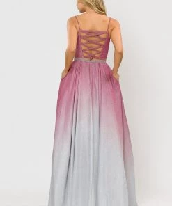 Long Ombre Glitter Two Piece Dress By Poly USA 8706 24 Long Ombre Glitter Two Piece Dress By Poly USA 8706