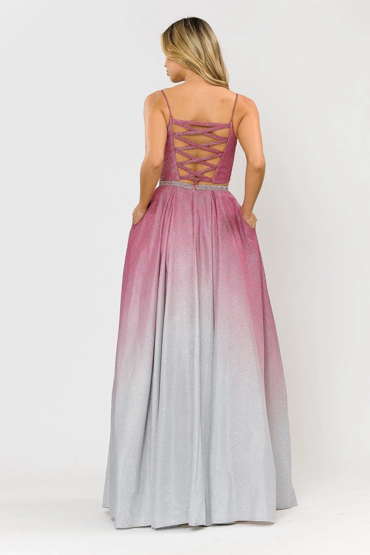 Long Ombre Glitter Two Piece Dress By Poly USA 8706 12 Long Ombre Glitter Two Piece Dress By Poly USA 8706