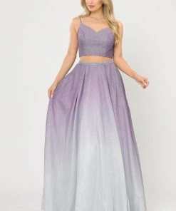 Long Ombre Glitter Two Piece Dress By Poly USA 8706 18 Long Ombre Glitter Two Piece Dress By Poly USA 8706