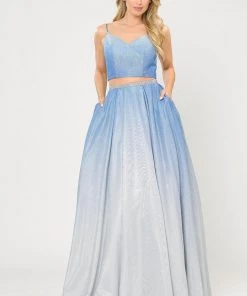 Long Ombre Glitter Two Piece Dress By Poly USA 8706 22 Long Ombre Glitter Two Piece Dress By Poly USA 8706
