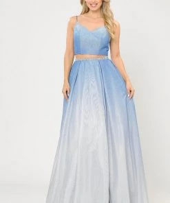 Long Ombre Glitter Two Piece Dress By Poly USA 8706 19 Long Ombre Glitter Two Piece Dress By Poly USA 8706