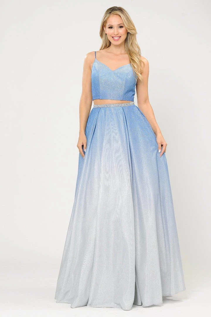 Long Ombre Glitter Two Piece Dress By Poly USA 8706 7 Long Ombre Glitter Two Piece Dress By Poly USA 8706