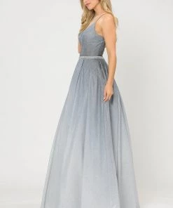 Prom Long Ombre Glitter V-Neck Dress With Corset Back By Poly USA 8712 21 Prom Long Ombre Glitter V-Neck Dress With Corset Back By Poly USA 8712