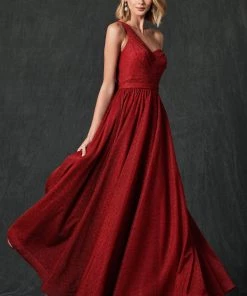 Long One Shoulder Glitter Dress By Juliet 205
