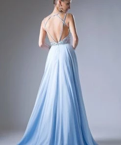Long A-line Strappy Back Dress By Cinderella Divine CR775 Prom