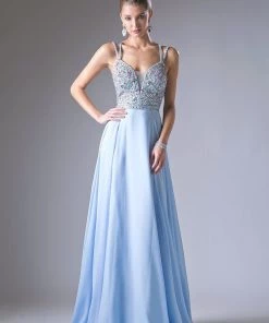Long A-line Strappy Back Dress By Cinderella Divine CR775 Prom