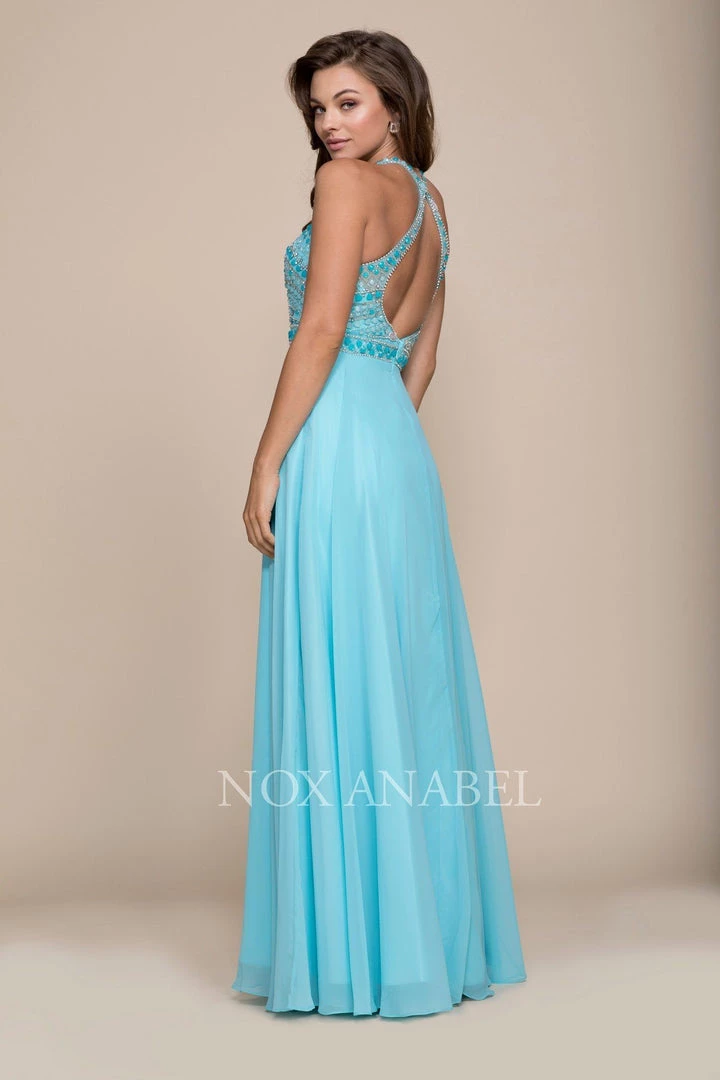 Long Open Back Dress With Beaded Top By Nox Anabel 8286 Prom 4 Long Open Back Dress With Beaded Top By Nox Anabel 8286 Prom