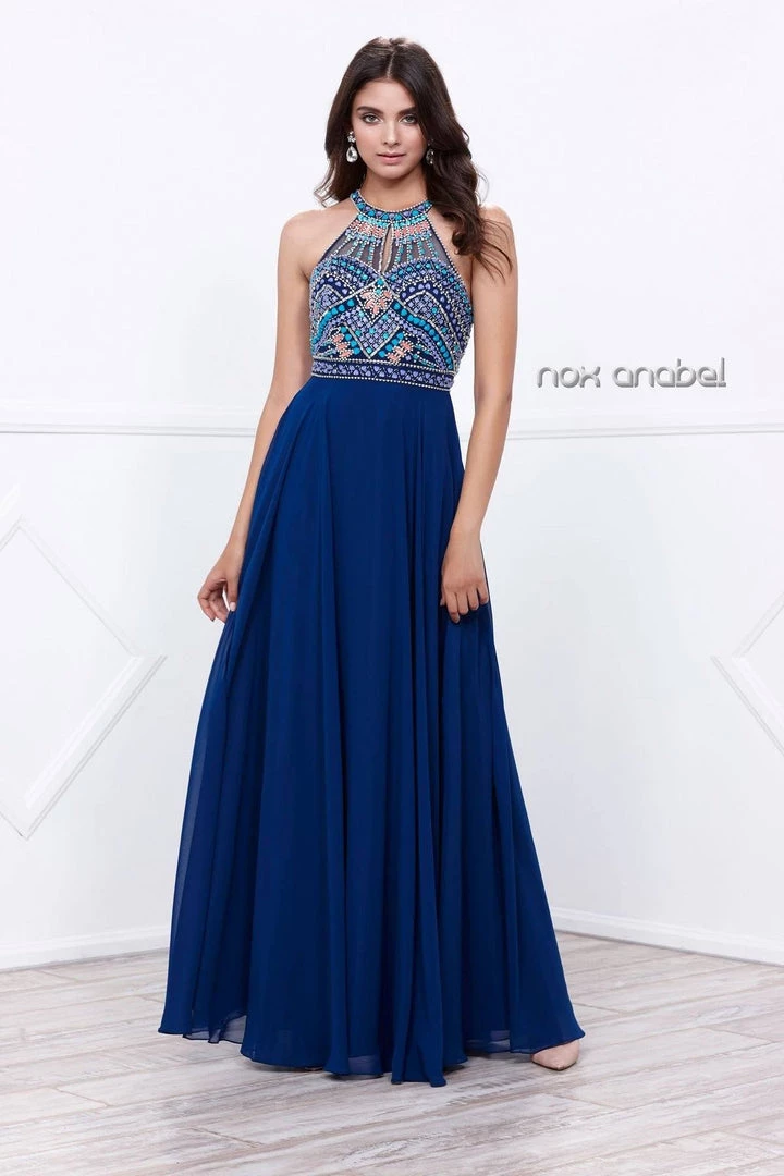 Long Open Back Dress With Beaded Top By Nox Anabel 8286 Prom 6 Long Open Back Dress With Beaded Top By Nox Anabel 8286 Prom