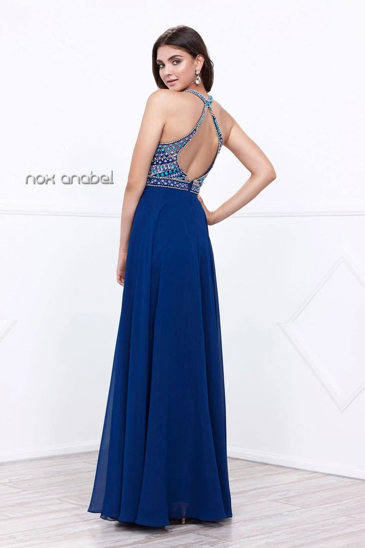 Long Open Back Dress With Beaded Top By Nox Anabel 8286 Prom 7 Long Open Back Dress With Beaded Top By Nox Anabel 8286 Prom