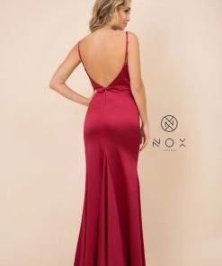 Prom Long Open Back Dress With Cowl Neckline By Nox Anabel C302 10 Prom Long Open Back Dress With Cowl Neckline By Nox Anabel C302