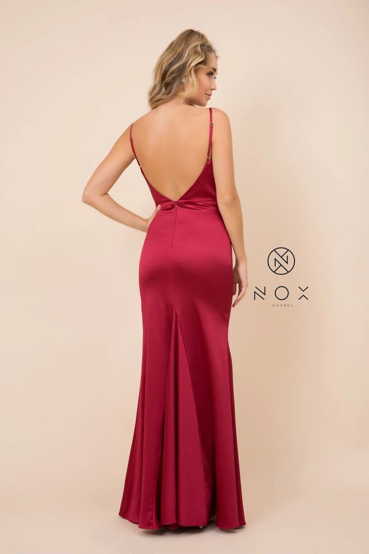 Prom Long Open Back Dress With Cowl Neckline By Nox Anabel C302 4 Prom Long Open Back Dress With Cowl Neckline By Nox Anabel C302