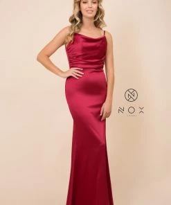 Prom Long Open Back Dress With Cowl Neckline By Nox Anabel C302