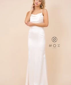 Prom Long Open Back Dress With Cowl Neckline By Nox Anabel C302 11 Prom Long Open Back Dress With Cowl Neckline By Nox Anabel C302