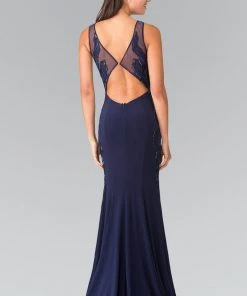 Prom Long Open Back Dress With Side Embroidery By Elizabeth K GL2222