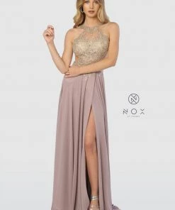 Prom Embroidered Long Open Dress Back By Nox Anabel S202