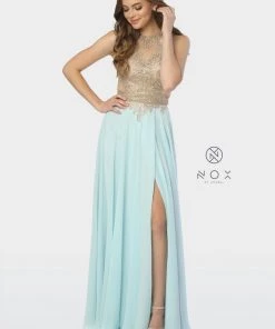 Prom Embroidered Long Open Dress Back By Nox Anabel S202 11 Prom Embroidered Long Open Dress Back By Nox Anabel S202