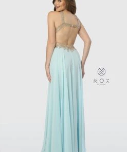 Prom Embroidered Long Open Dress Back By Nox Anabel S202 12 Prom Embroidered Long Open Dress Back By Nox Anabel S202