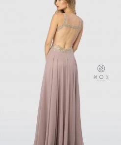 Prom Embroidered Long Open Dress Back By Nox Anabel S202