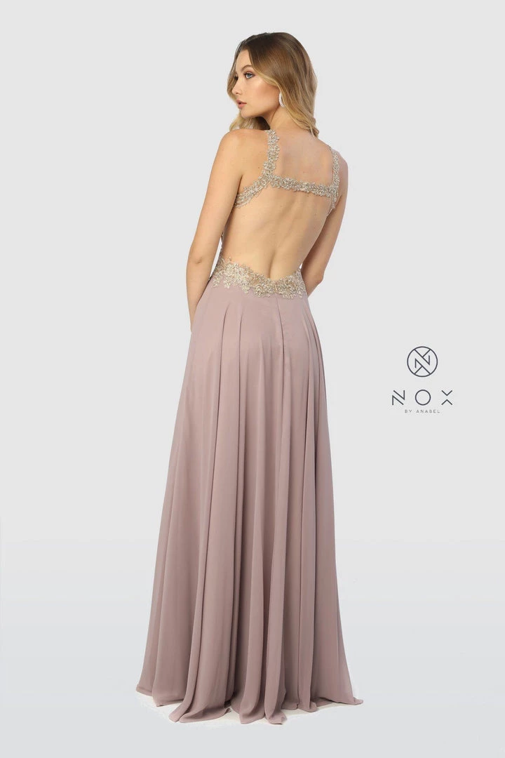 Prom Embroidered Long Open Dress Back By Nox Anabel S202 4 Prom Embroidered Long Open Dress Back By Nox Anabel S202