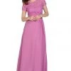 Long Orchid Dress With Short-Sleeved Lace Bodice By Poly USA