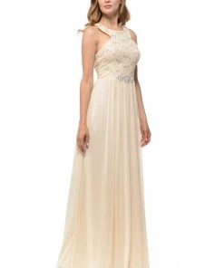 Prom Long Pink Chiffon Dress With Lace Bodice By Lenovia