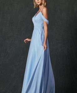 Long Pleated Cold Shoulder Dress By Juliet 262 Prom