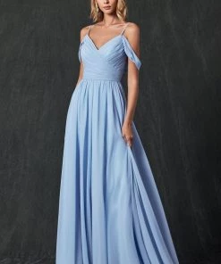 Long Pleated Cold Shoulder Dress By Juliet 262 Prom