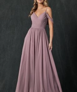 Long Pleated Cold Shoulder Dress By Juliet 262 Prom