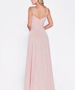 Long Pleated Sleeveless Dress By Cinderella Divine 7461 Prom