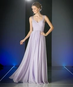 Long Pleated Sleeveless Dress By Cinderella Divine 7461 Prom