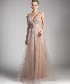 Prom Long Pleated Dress By Cinderella Divine CT0040
