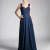 Long Pleated Chiffon Dress By Cinderella Divine CJ249 Prom