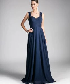 Long Pleated Sweetheart Dress With Lace Straps By Cinderella Divine CJ249 14 Long Pleated Sweetheart Dress With Lace Straps By Cinderella Divine CJ249