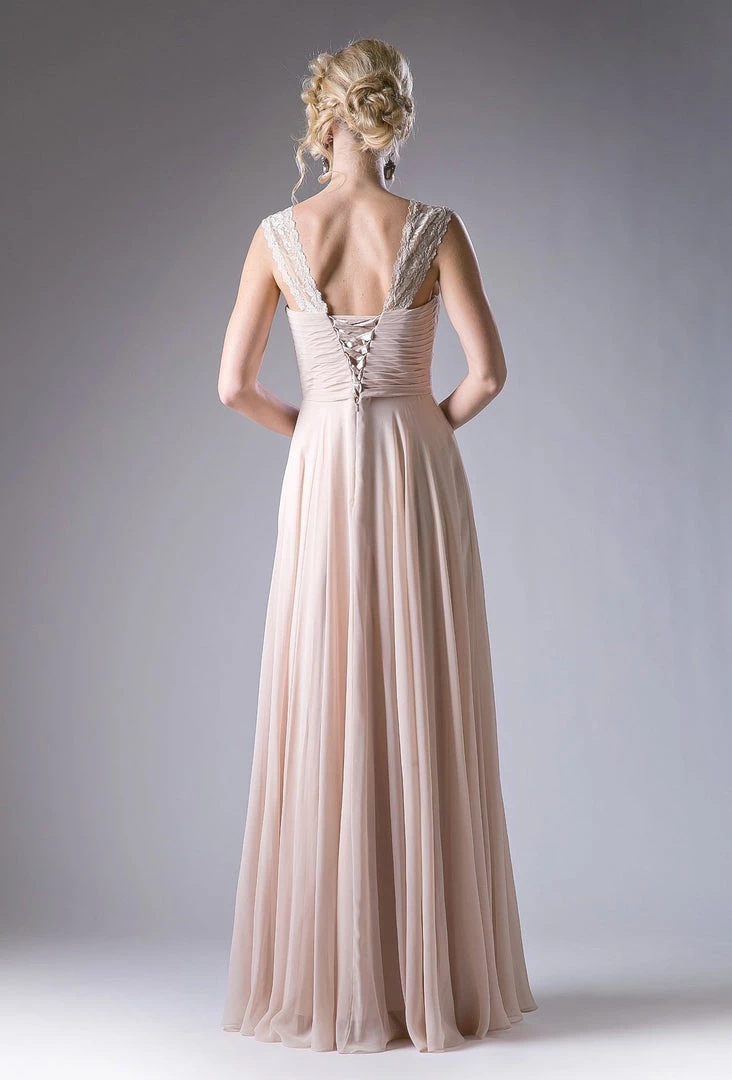 Long Pleated Sweetheart Dress With Lace Straps By Cinderella Divine CJ249 4 Long Pleated Sweetheart Dress With Lace Straps By Cinderella Divine CJ249