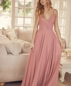 Long Pleated V-Neck Dress By Juliet 263 Prom