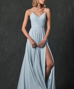 Long Pleated V-Neck Dress By Juliet 263 Prom 34 Long Pleated V-Neck Dress By Juliet 263 Prom