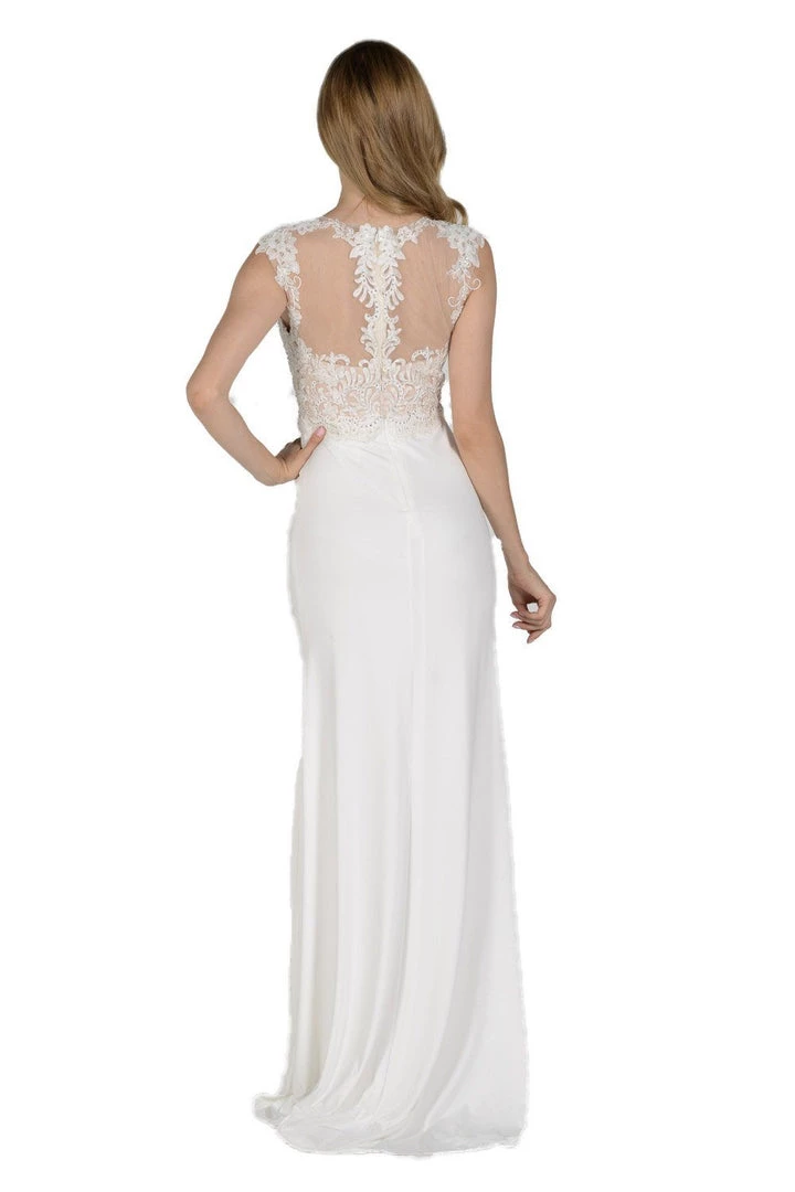 Prom Long Plum Dress With Illusion Lace Applique By Poly USA 8 Prom Long Plum Dress With Illusion Lace Applique By Poly USA