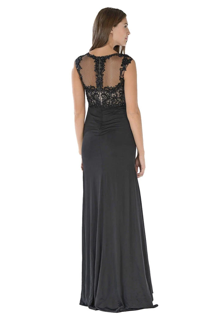 Prom Long Plum Dress With Illusion Lace Applique By Poly USA 6 Prom Long Plum Dress With Illusion Lace Applique By Poly USA