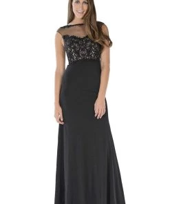 Prom Long Plum Dress With Illusion Lace Applique By Poly USA 10 Prom Long Plum Dress With Illusion Lace Applique By Poly USA
